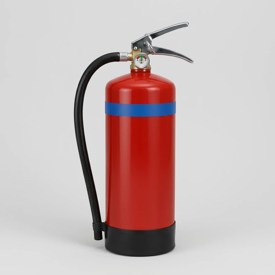 ABC dry powder fire extinguisher on a neutral product background